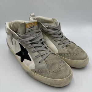 GOLDEN GOOSE Mid-STAR Leather High-Top Sneakers White/Gray EU40/US9.5 Used